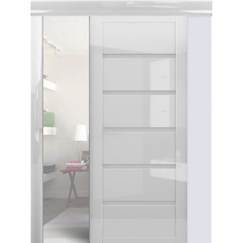 Раздвижная дверь  Вена GL белый глянец