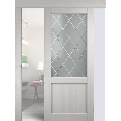 Раздвижная дверь  Classico 3 2V, ПВХ, белый дуб