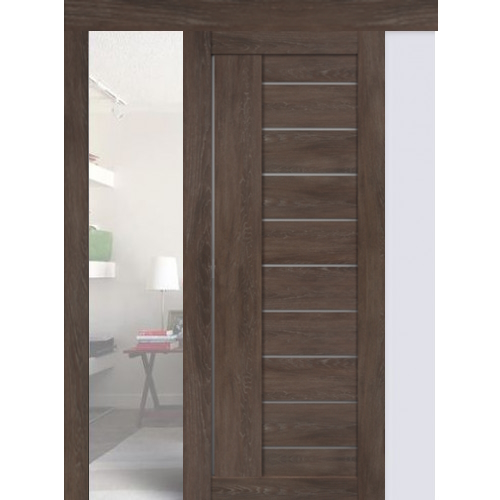 Раздвижная дверь Linea 3, ПВХ, дуб шале корица