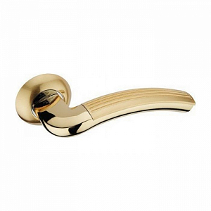 Дверная ручка Twin A127-02 на круглой розетке Gold золото - V2
